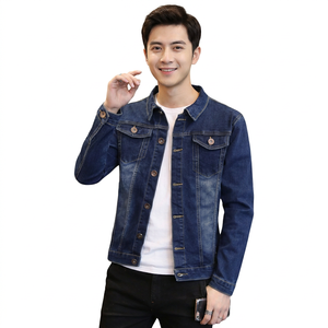 Chaqueta Bomber de Mezclilla Personalizable para Hombre, Estilo Vintage, con Capucha, Cuello Alto, Resistente al Viento, con Logotipo Frontal, para Otoño - Product Image 1