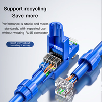 SAMZHE 1 unidad Conector RJ45 Cat6a de 6 pulgadas chapado en oro, sin herramientas, sin blindaje, con carcasa de PC, 8P8C, modular, de fácil instalación