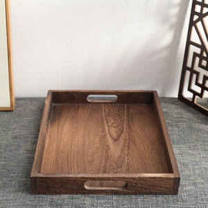 Bandeja de servir de madera maciza de paulonia, color quemado, apta para alimentos, para té, café, uso en hoteles - Product Image 4