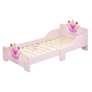 <span class=keywords><strong>Lit</strong></span> simple en bois de pin pour enfants <span class=keywords><strong>avec</strong></span> couronne de princesse et fleurs Rails latéraux et lattes de sécurité confortables pour maison moderne hôtel ferme - Product Image 1