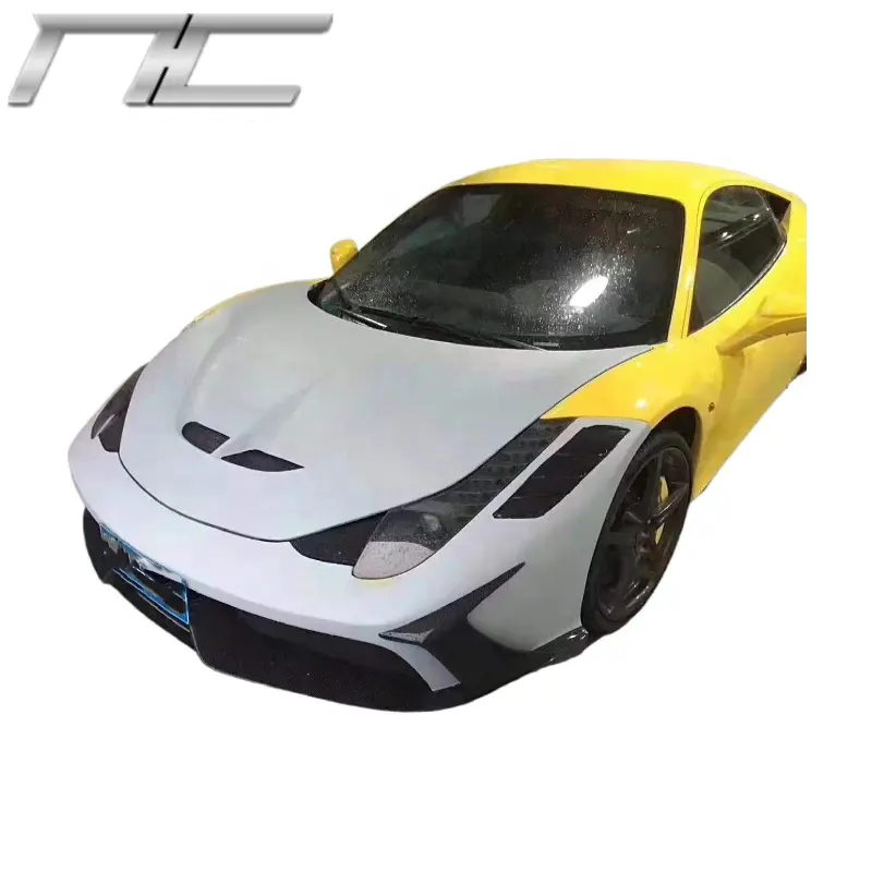 Высококачественный комплект из стекловолокна и углеродного волокна в стиле SP для переднего бампера и кузова двигателя для Ferrari 458 Italia