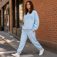 Ensemble deux pièces personnalisé pour femme : Sweat à capuche oversize à manches longues et épaules tombantes, style Y2K streetwear vintage, vente en gros OEM
