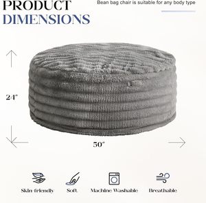 Hobestluk 5ft khổng lồ Fluffy gợn Bìa tú<span class=keywords><strong>i</strong></span> Đậu sofa 50 "x 50" x 24 "thiết kế hiện đạ<span class=keywords><strong>i</strong></span> dành cho ngườ<span class=keywords><strong>i</strong></span> lớn màu xám vả<span class=keywords><strong>i</strong></span> đậu Tú<span class=keywords><strong>i</strong></span> ghế phụ - Product Image 2