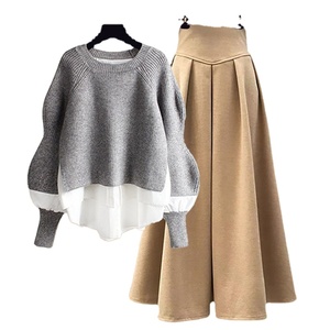 <span class=keywords><strong>Ensemble</strong></span> deux pièces vintage pour femmes, <span class=keywords><strong>jupe</strong></span> longue et <span class=keywords><strong>pull</strong></span> d'hiver, motif tricoté sur mesure, vente en gros - Product Image 4