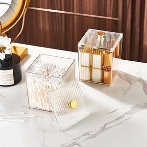 Cosmetic Storage Box With Compartments Transparent Makeup Organizer For Cotton Pads Swabs Lipstick And Pads Dressing Table Use - Product Image 2