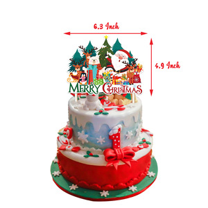 DAMAI Merry Christmas Party Decorations Banner Cake Toppers Santa Claus Balloons Bell Cupcake Toppers for Christmas - Product Image 4