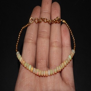 Pulsera de Ópalo Etíope Natural de Calidad AAA+, Pulsera de Ópalo con Cuentas de Piedras Preciosas Lisas, Forma Redonda de 4 mm, Estilo Clásico - Product Image 1