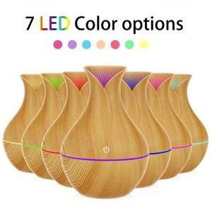Humidificateur LED 7 couleurs en forme de vase, grain de bois, 200 ml, diffuseur d'aromathérapie d'été pour intérieur, atomiseur silencieux pour bureau - Product Image 4