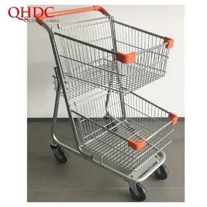 Shopping Trolley Metal Shopping Trolley Supermarket Metal 2 Basket Cart 2 Tier Picking Trolley