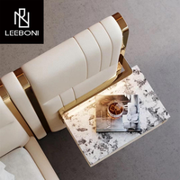 Lit en cuir de luxe moderne sur mesure avec table de chevet, lit double, lit king size, ensemble de meubles de chambre à coucher de luxe, cadre de lit king size
