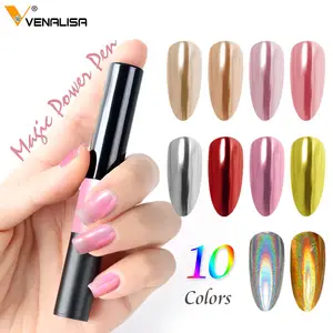 VENALISA New Arrive Nail Art Manicure UV Gel Chrome Holographic Mirror Effect Metal Powder 15g Air Cushion Magic Powder Pen