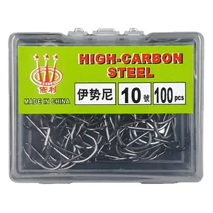 fish hook High Carbon Steel Fishhook have barbs 100pcs/box Good for fishing Crucian carp Grass Carp Carp Silver and bighead