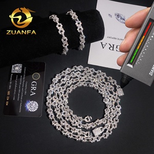 Kalung Rantai tanpa batas Moissanite penguji Berlian Berlian <span class=keywords><strong>Silver</strong></span> Pass 8.5mm 925 produk baru - Product Image 3