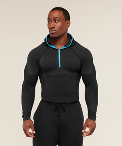 King Mcgreen Star Nuova Collezione Felpa Elastica da <span class=keywords><strong>Uomo</strong></span>, Abbigliamento Fitness, Maglia <span class=keywords><strong>Aderente</strong></span> a Maniche Lunghe con Cappuccio e Zip, T-Shirt Sportiva - Product Image 4