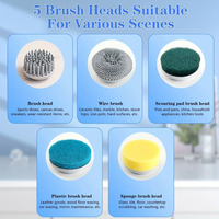Nettoyeur de douche rotatif à affichage LED électrique, 5 têtes de brosse remplaçables, trois vitesses réglables, rechargeable, pour la maison