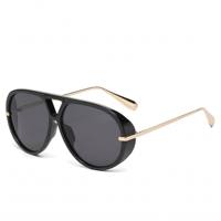 Gafas de sol de estilo piloto europeo-americano con doble puente, montura extragrande adelgazante, protección UV400, unisex, a la moda.