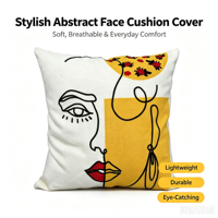 Housse de coussin ChamXue, taie d'oreiller décorative avec motif abstrait de visage, coussin artistique moderne et élégant pour canapé, lit, salon