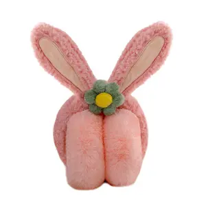 Grosir Earmuff dapat disesuaikan anak-anak wanita musim dingin penutup telinga lipat hangat kartun kelinci telinga bunga penutup telinga mewah