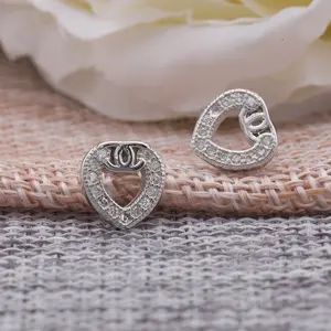 women fashion silver jewelry heart 925 silver earring stud wholesale