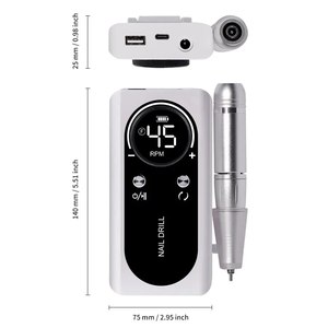 Machine à percer les ongles électrique professionnelle OEM 45000 tr/min V2 rechargeable portable à faible bruit pour manucure et pédicure - Product Image 6
