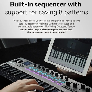 M-VAVE SMK-37 Pro 37-Key <strong>MIDI</strong> <strong>Controller</strong> Built-in Synthesizer <strong>Keyboard</strong> Digital With 16 RGB Pads 8 Knobs 37 Key <strong>MIDI</strong> <strong>Controller</strong> - Product Image 3