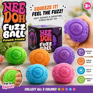 Needoh Smiling Fuzz Ball, Cubo Sensorial Táctil con Espiral, Superficie Suave, Accesorio para Aliviar el Estrés, Serie de Juguetes Sensoriales Needoh - Product Image 1