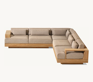 Conjunto Modular de Patio CAPE en Forma de L, Diseño Minimalista Tapizado, Muebles Modulares de Madera de Teca - Product Image 2