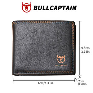BULLCAPTAIN Slim Genuine Leather <b>Wallet</b> <b>For</b> <b>Men</b> Bifold Coin Pocket Credit Card Slots <b>RFID</b> Blocking Flip Pocket Purse - Product Image 5