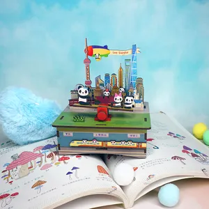 Деревянная головоломка Tonechheer, парк Шанхая, 3D деревянная головоломка, ручная работа, музыкальная шкатулка