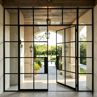 Fenêtres et portes modernes en acier avec cloison vitrée, design intérieur personnalisé pour bureau à domicile et salle de bain