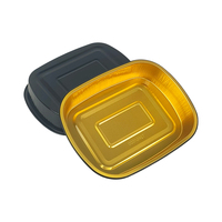 Barquette en aluminium noir doré de 1500 ml, robuste, jetable, résistante aux hautes températures, pour barbecue et cuisson de steaks