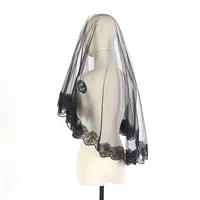 Voiles de mariée en dentelle à bords coupés, en tulle double couche, blanc et noir, accessoires pour Halloween et enterrement de vie de jeune fille