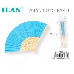 Ilan Paper <b>Fan</b> 21 Cm Blue <b>Folding</b> <b>Hand</b> <b>Fan</b> - Product Image 3