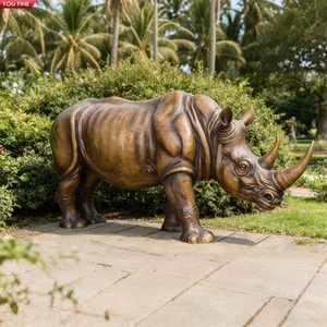 YOUFINE Estatua de Rinoceronte de Bronce de Tamaño Real, Escultura de Rinoceronte, Arte de Vida Silvestre para Jardín o Propiedad - Product Image 3
