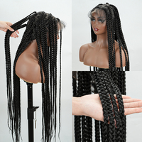 Perruque Complète en Dentelle Sans Colle Tressée en Cheveux Synthétiques Fibre Haute Température de Vendeur pour Femmes Noires