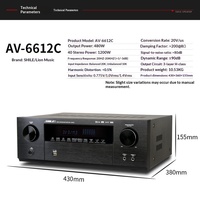Amplificateur de puissance numérique SHILE AV-6612C, amplificateur de cinéma maison professionnel 5.1 canaux pour système audio de salon TV
