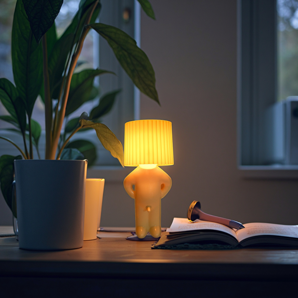 Creative ABS LED Desk Lamp Funny Night Light for Shy Boys Plug-In Power Supply for Small Room