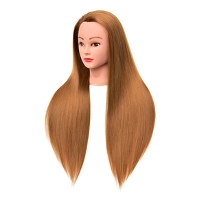 Cabeza de Maniquí Profesional de Peluquería para Entrenamiento con Cabello Humano Liso para Práctica de Corte y Trenzado Modelo de Estilismo - Product Image 2