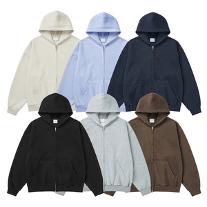 Healy Men 6 Colors <b>Zip</b>-Up Hoodie 100% Cotton Solid Color Fleece Sweatshirt Custom Logo Anti-Shrink Casual Streetwear Hoodie - Product Image 6
