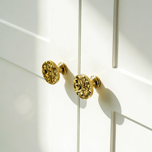 DOOROOM Luxury Irregular Texture Brass Handles Wardrobe Drawer Cabinet <strong>Door</strong> <strong>Knobs</strong> 35mm - Product Image 4