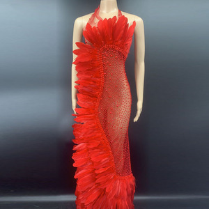 Novance Y1867-F Stocks De Vêtements En Gros <span class=keywords><strong>Robe</strong></span> De Mariage Maille Perles Strass Plume <span class=keywords><strong>Robe</strong></span> De Soirée Élégant Robes De mariée - Product Image 3