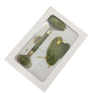 Groothandel Gezichts Jade Roller en Guasha Set, Huidverzorging, Groen, Wit, Zwart - Product Image 1