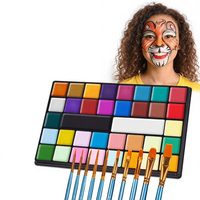Kit de peinture corporelle et faciale à base d'eau, 18 couleurs, personnalisable, avec pochoirs et pinceaux, pour la Journée de la fierté, professionnel, non toxique, lavable
