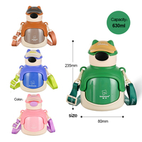 Gobelet en acier inoxydable pour enfants Chuang Cute Tide Cool Bear de 630 ml, pipette pour étudiants, armure rouge, vente en gros en usine avec boîte