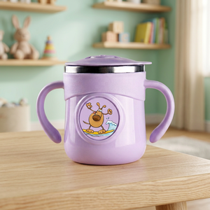 ANAX PUFFY STEEL <b>MUG</b> 8oz Kids Insulated Tumbler Cartoon Design Dishwasher Safe Handle Leak Resistant Portable <b>Thermal</b> <b>Mug</b> School - Product Image 2