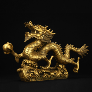 ขายส่งฮวงจุ้ยทองจีนมังกร Fengshui รายการชีวิตขนาดจีนรูปปั้นมังกร - Product Image 1