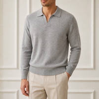 Pull en tricot pour homme personnalisé, col à revers, en pure laine, coupe ample, jersey simple, côtelé épais, OEM ODM, usine source, marque privée