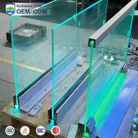 Système de balustrade en verre avec éclairage LED à canal en U en aluminium pour installation DIY, pour balcon extérieur, garde-corps et pince à verre