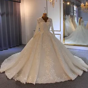 Jancember NS3593 Luxury Glitter Regular Sleeve Luxury Tail Embroidery Bride Dresses Wedding