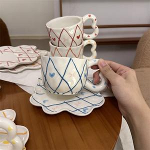 Ручная роспись 300 мл, асимметричная рельефная керамическая кофейная кружка с облаком, подарок на день Святого Валентина - Product Image 3